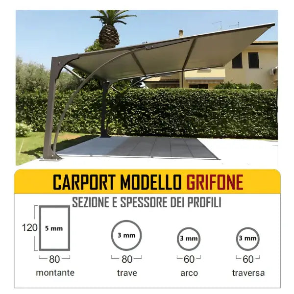 Carport Grifone – Posto Auto Coperto in Acciaio – Zincato o Verniciato